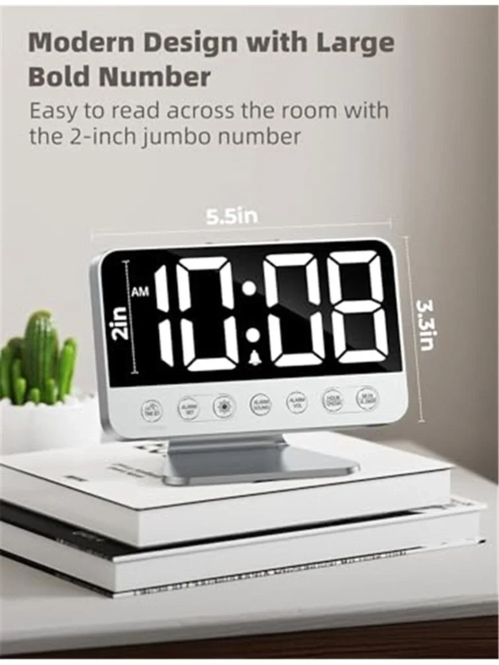 Digital Alarm Clock Large Display Loud Sound USB Charging Night Light Bedside